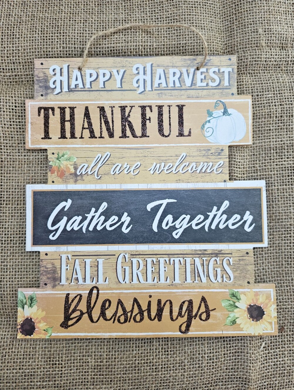 Thankful Gather Together Fall Harvest Wall Sign Farmhouse Decor